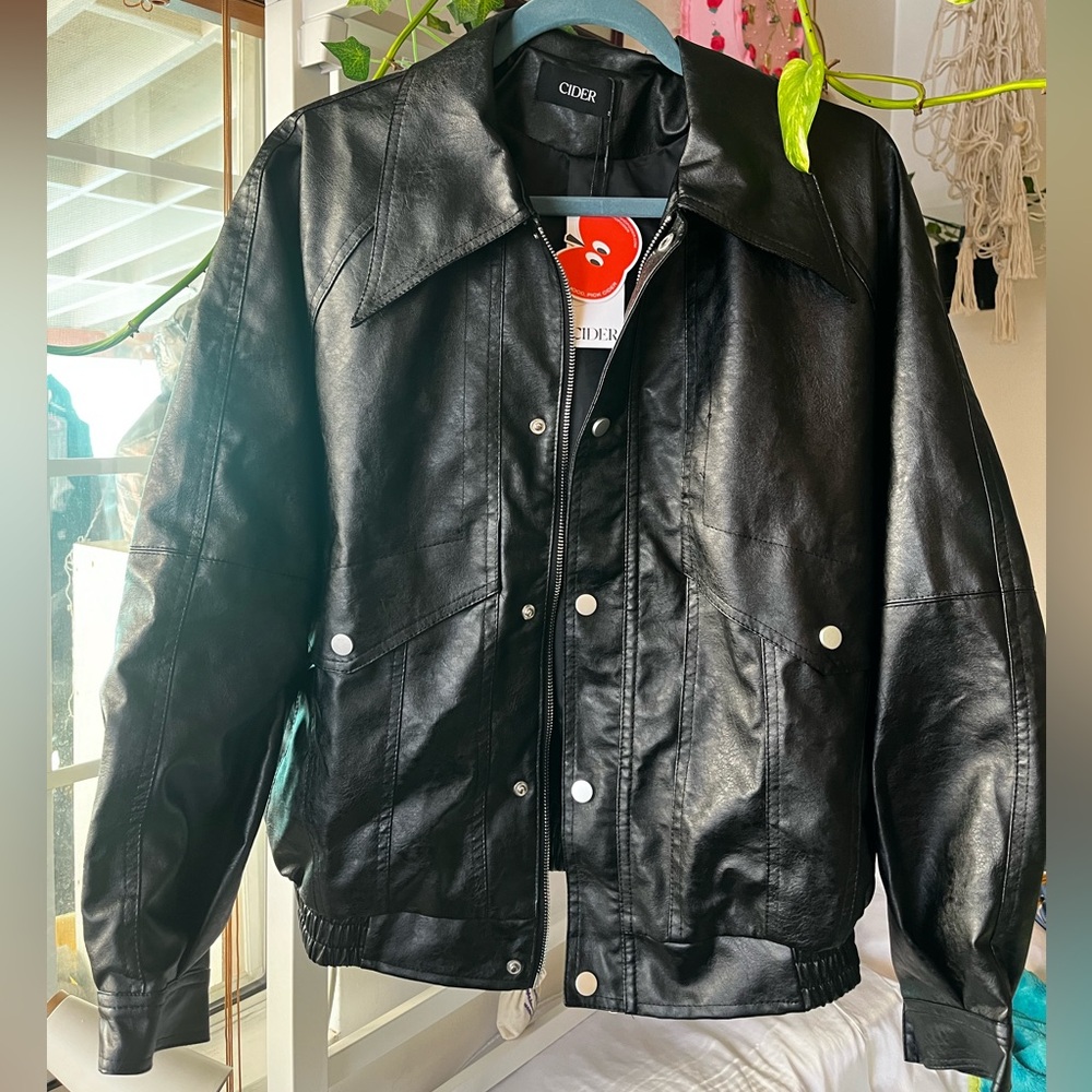 Cider faux leather zipper jacket new with tags size small
